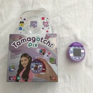 Tamagotchi Pix Camera Purple Sky Blue White Clouds Stars With Screen Protector
